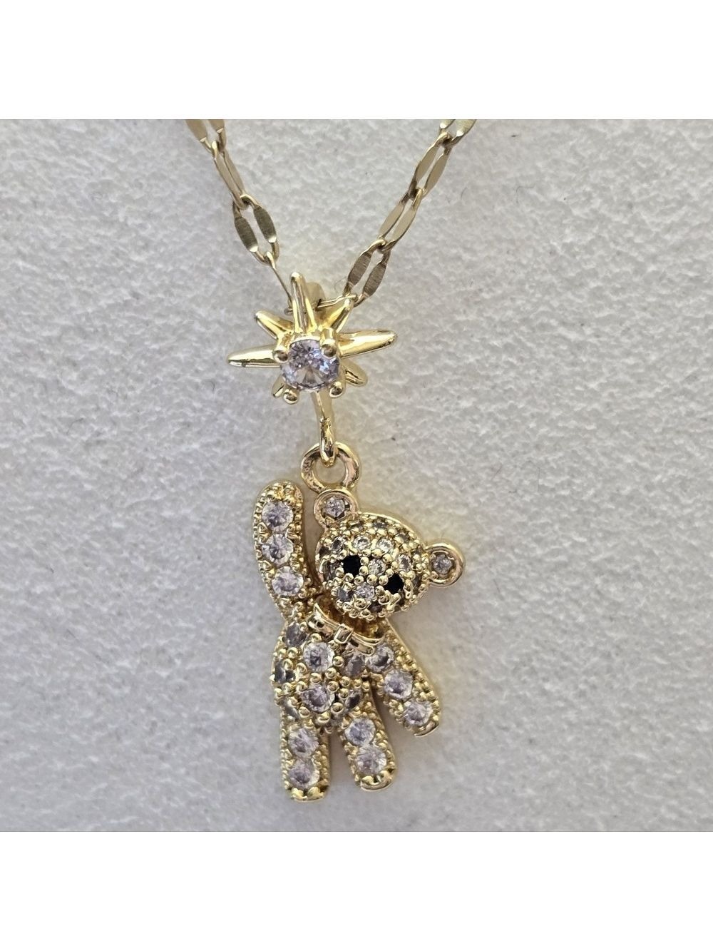 Gold Bear Pendant Necklace, 17in